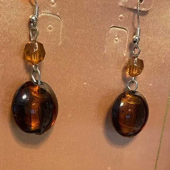 Amber Drop Earrings - Picture 3 of 6